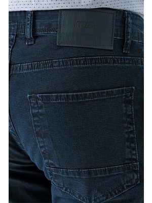 İmza Lacivert Armürlü Pamuklu 5 Cepli Slim Fit Dar Kesim Casual Denim Pantolon 1023240157