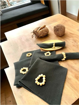 NDC Home Füme(Koyugri) Premium Peçete Takımı 6lı (Toka Hediyeli) 40X40