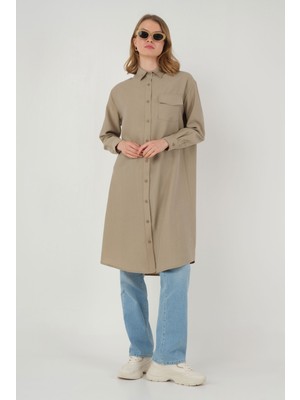 HE-QA Parçalı Modal Gömlek Vizon