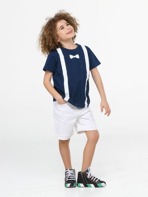 Casabony Papyon Beyaz Denim Şort + T-Shirt Takım