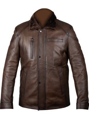 Ege Deri %  Kuzu Derisi Içi Kürklü Çıkarılabilir Fındık Kahve Erkek Mont