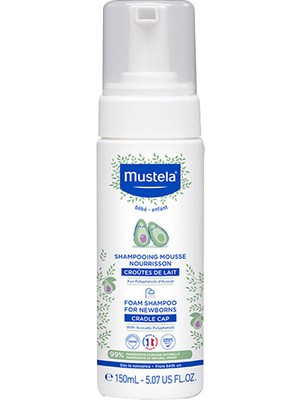 Mustela Yeni Doğanlar için Göz Yakmayan Konak Önleyici Köpük Şampuan - Hassas Ciltler için Doğal İçerik, 150 ml