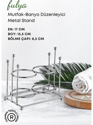 Grimor Life 2 Bölmeli Çok Amaçlı Gümüş Metal Stand Mutfak Banyo Düzenleyici Organizer-Fulya