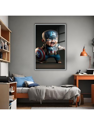 Gaagart Metal Çerçeveli Temperli Cam Tablo Baby Captain America