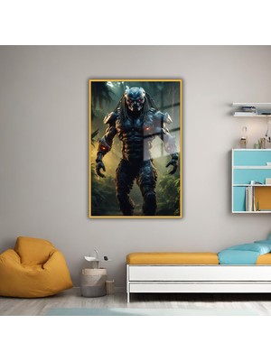 Gaagart Metal Çerçeveli Temperli Cam Tablo The Predator Av Filmi