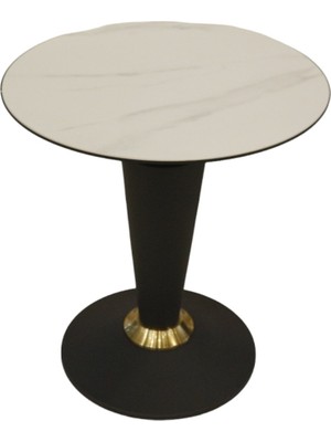 T. Concept Metal Yuvarlak Yan Sehpa Siyah Gold Ayak