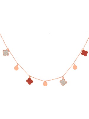 Dkmn Silver 925 Ayar Gümüş Mineli 4'lü Yonca Kolye