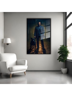 Gaagart Metal Çerçeveli Temperli Cam Tablo Film Karakteri John Wick