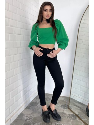 Julude Siyah Yüksek Bel Full Likralı Kadın Pantolon P-00009063