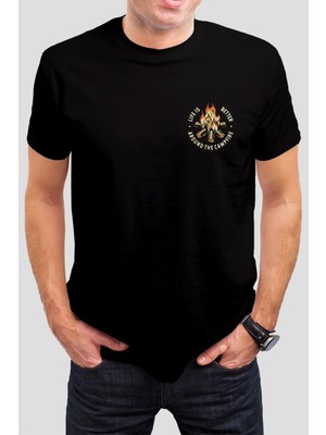 T-35 Kamp Ateşi Baskılı Siyah Unisex T-Shirt