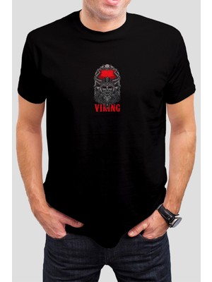 T-35 Viking Baskılı Siyah Unisex T-Shirt