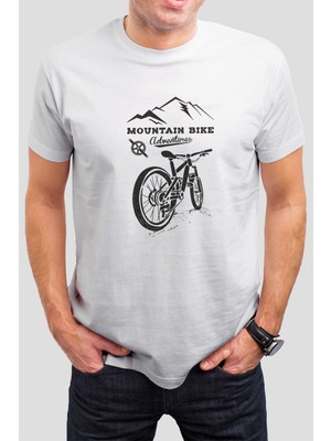 T-35 Mountain Bike Baskılı Beyaz Unisex T-Shirt