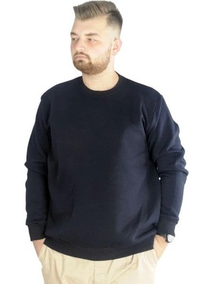 Superxl Erkek Sweatshirt Bisiklet Yaka Basic 20131 Lacivert