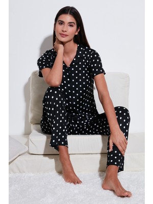 Lela Regular Fit Gömlek Yaka Kısa Kollu Pijama Takımı Bayan Pijama Takımı 65780124