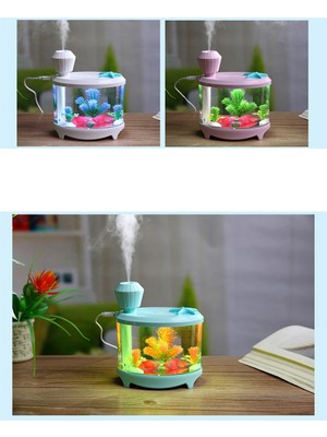 Xin Yue Zhang Xin Yue Zhang Balık Tankı Hava Nemlendirici Difüzör Renkli Gece Lambası DC5V USB Mini Mist Maker 460 ml Su Difüzörü Yeşil (Yurt Dışından)