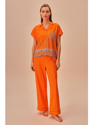 Suwen Orange Maskülen Pijama Takımı