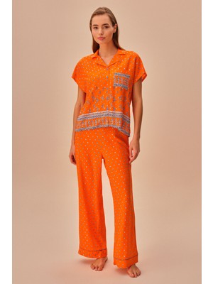 Suwen Orange Maskülen Pijama Takımı