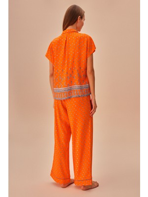 Suwen Orange Maskülen Pijama Takımı