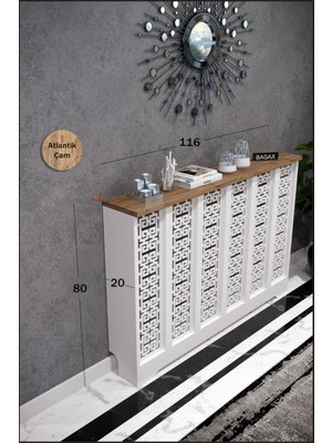 Karatay Model, Beyaz Üstü Çam Renk, 116 cm Petek Kaplama, Dresuar