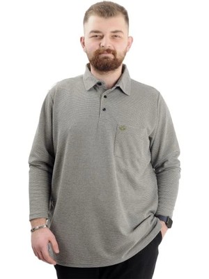 Superxl Büyük Beden Erkek Sweatshirt Polo Yaka Uzun Kol Waffle 23449