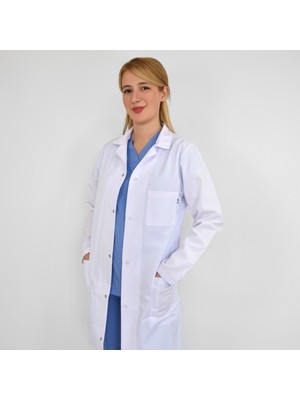 Nur Medikal Giyim  Klasik Yaka Beyaz Cerrahi Önlük