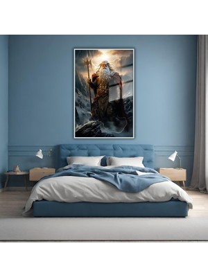 Gaagart Metal Çerçeveli Temperli Cam Tablo Film Karakteri Odin