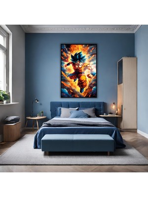 Gaagart Metal Çerçeveli Temperli Cam Tablo Dragon Ball Goku Karakteri