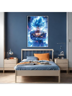 Gaagart Metal Çerçeveli Temperli Cam Tablo Dragon Ball Goku Portresi
