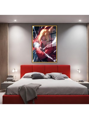 Gaagart Metal Çerçeveli Temperli Cam Tablo Dizi Karakteri Edward Elric