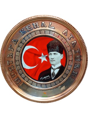 Osmanlı Bakırcılık Atatürk Tablo Bakır Tablo M.k.atatürk Tablosu Özel Elişçiliği 25 cm Ebatlı