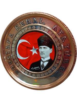 Osmanlı Bakırcılık Atatürk Tablo Bakır Tablo M.k.atatürk Tablosu Özel Elişçiliği 25 cm Ebatlı