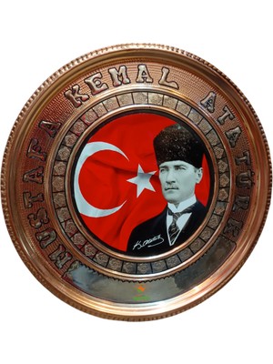 Osmanlı Bakırcılık Atatürk Tablo Bakır Tablo M.k.atatürk Tablosu Özel Elişçiliği 25 cm Ebatlı