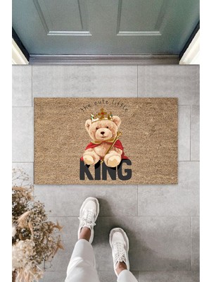 Modexx 3D Baskı Özel Tasarım  Kıng Ayıcık Bej Kapı Paspası Dış Mekan Paspas