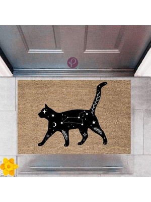 Modfex Kapı Önü Paspası Dekoratif Dijital Baskı Kedi P-2496