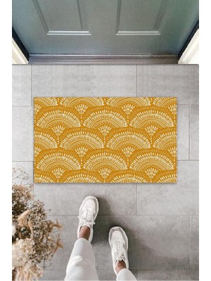 Modfex Sarı Kapı Önü Paspası Otantik Motif Desen  K-3247