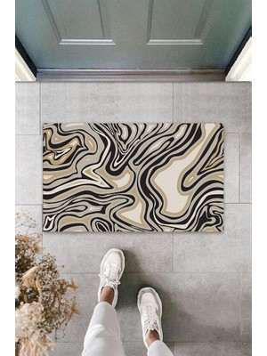 Modfex Dijital Modern Kahverengi Kapı Paspası Dış Mekan Paspas K-3127