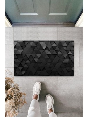 Modexx 3D Baskı Özel Tasarım  Siyah Üçgen   Paspas