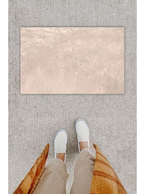 Modfex Dijital Baskı Dekoratif Düz Bej Kapı Önü Paspası K-1266