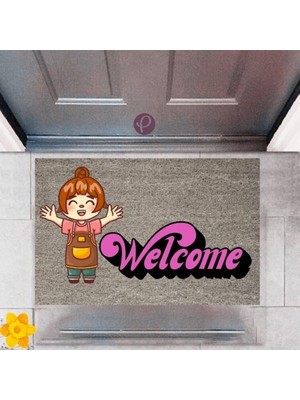 Modfex Kapı Önü Paspası Dekoratif Dijital Baskı Welcome P-2354