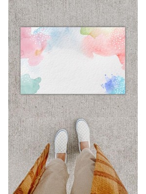 Miraxx Dijital Baskı Dekoratif Düz Ebruli Kapı Önü Paspası K-1221