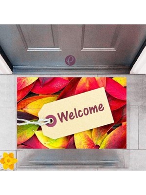Miraxx Kapı Önü Paspası Dekoratif Dijital Baskı Welcome P-2340