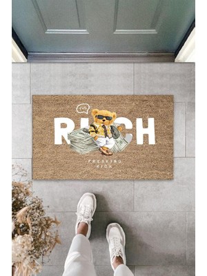 Miraxx Bej Kapı Önü Paspası Rich Ayıcık Desen  K-3348