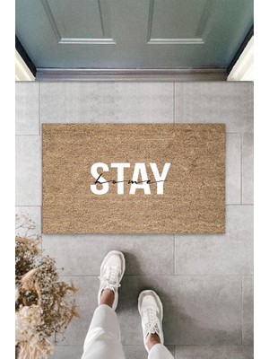 Miraxx Bej Kapı Önü Paspası Stay Home Desen  K-3311