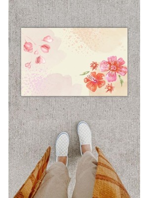 Modfex 3D Baskı Özel Tasarım Çiçek Pembe Kapı Önü Paspası