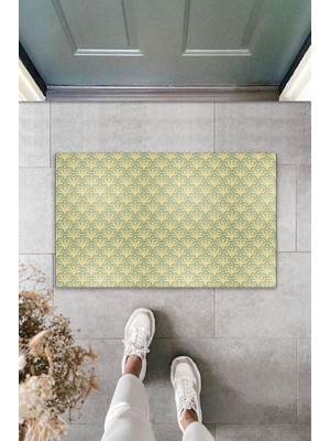 Miraxx Dekoratif Dijital Baskı Açık Yeşil Motif Dış Mekan Paspas K-2087