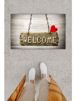 Modfex 3D Baskı Özel Tasarım   Welcome Gri Kapı Önü Paspası