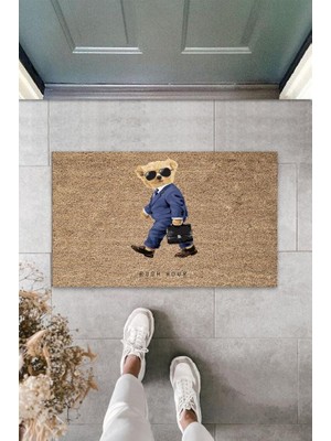 Miraxx Bej Kapı Önü Paspası Rush Hour Ayıcık Desen  K-3318