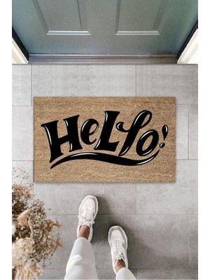 Miraxx Siyah Kapı Önü Paspası Hello Desen  K-3276