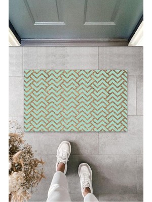 Miraxx Turkuaz Kapı Önü Paspası Zigzag Desen  K-3227