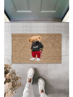 Modfex 3D Baskı Özel Tasarım  Love Ayıcık Bej Kapı Paspası Dış Mekan Paspas